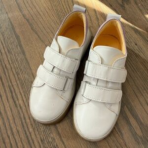 Angulus toddler white and purple leather sneakers